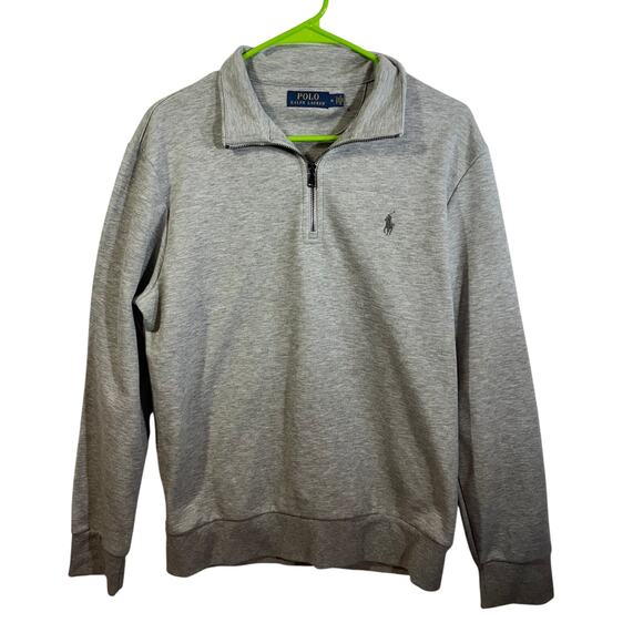 Polo Ralph Lauren Gray Pullover 1/4 Zip Sweater Sweatshirt  Mens M Cotton Blend - Picture 1 of 7